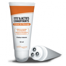 Crema per massaggi con ingredienti attivi riscaldanti 